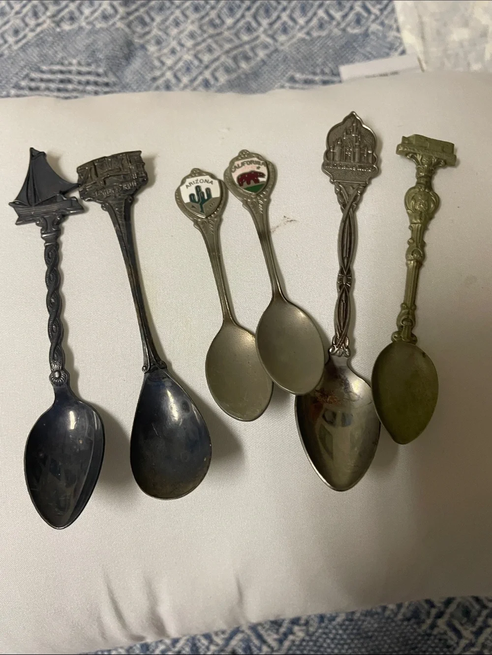 Assorted Silver-Tone and Aged Metal Souvenir Spoon Set